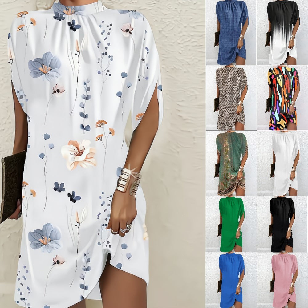 Loose Batwing Sleeve Round Neck Dress