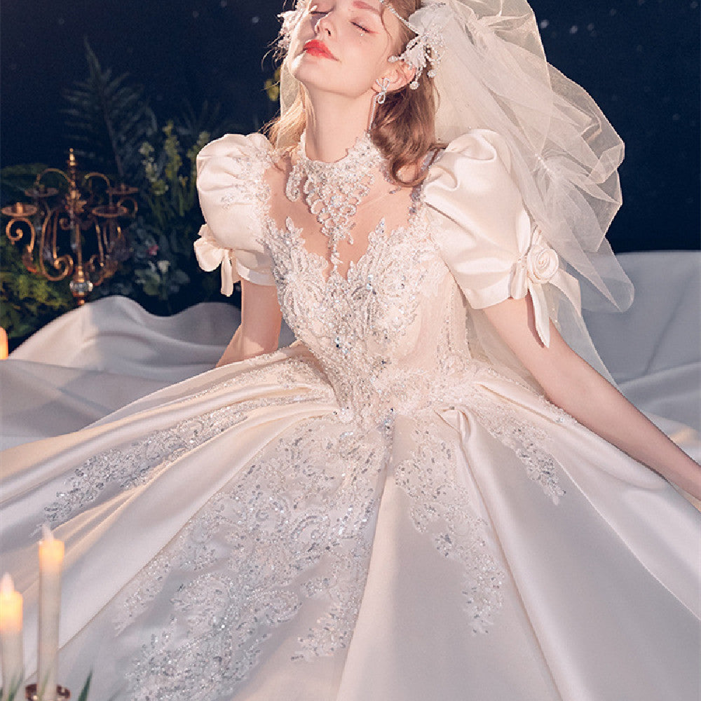 Stylish Vintage Frock With Puffy Sleeves