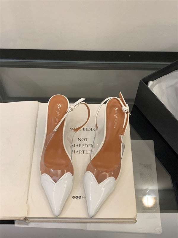 Women's Pointed Toe Transparent High Heels Buckle