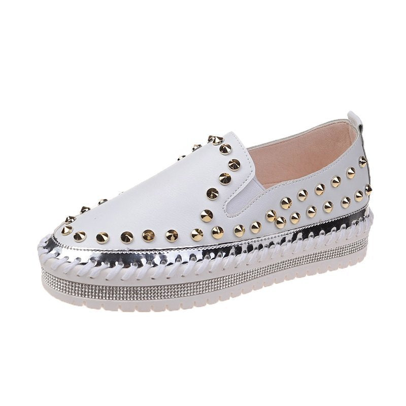 Chaussures à rivets tendance, baskets plates pour femmes