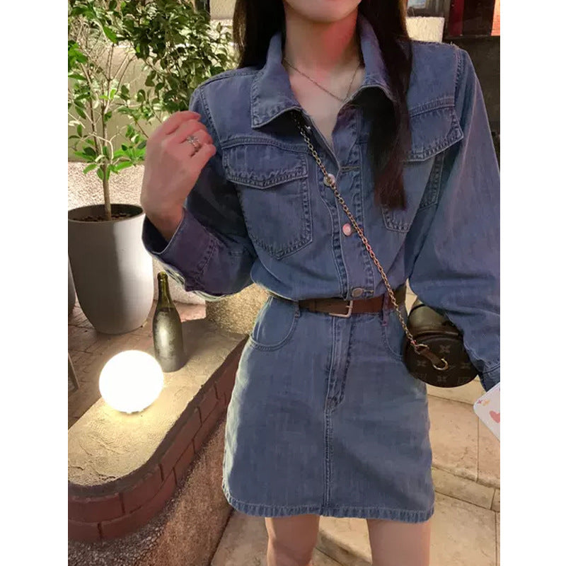 Women's Denim Dress With Sweet Cool Style With Belt