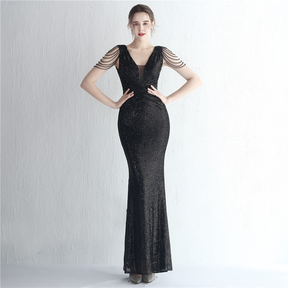 Banquet Temperament Showing Long Sequin Dress