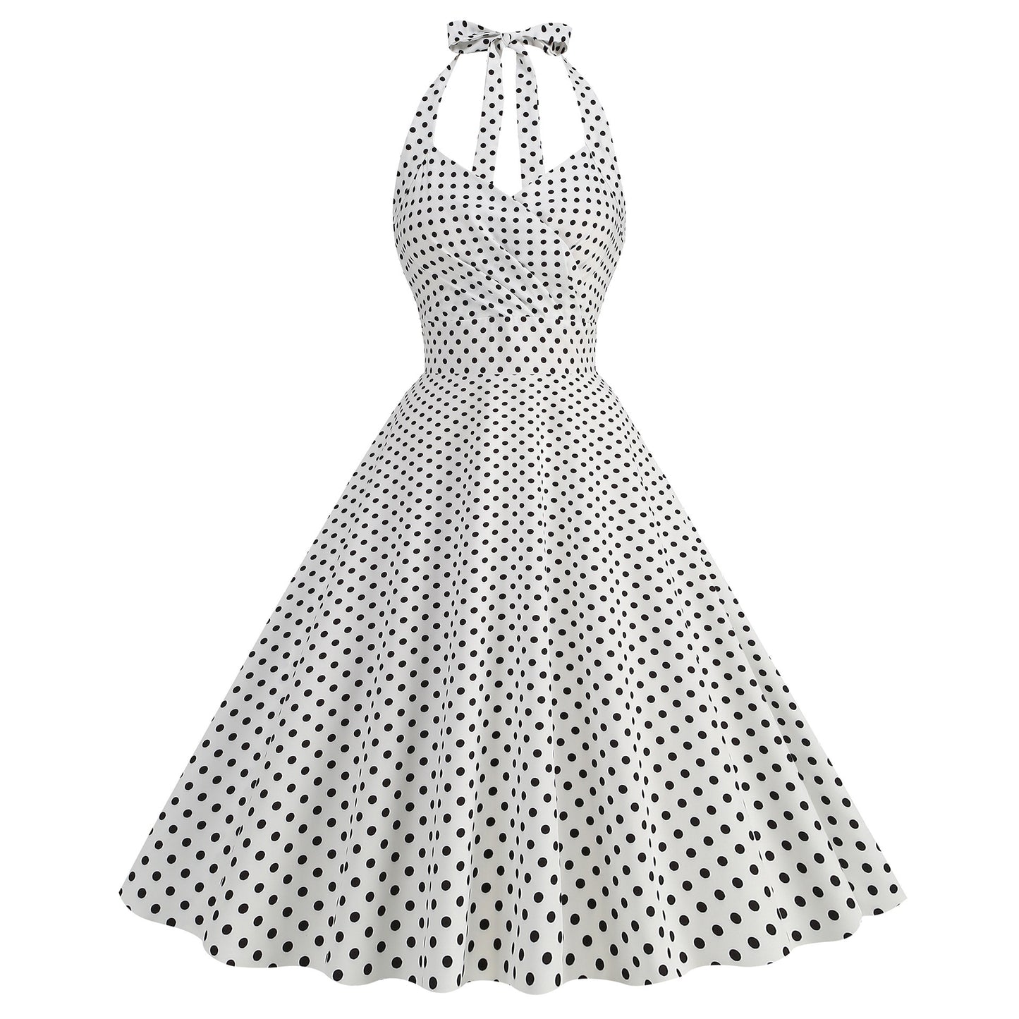 Retro Sexy Halter Chest-wrapped Slim-fit Printed Large Swing Dress