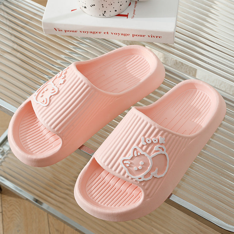 Cute Cat Home Slippers Bath Thick Platform Non-Slip Slides