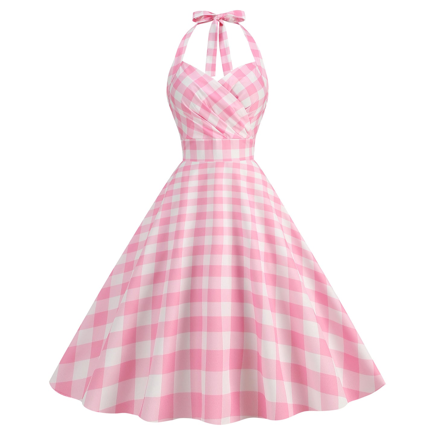 Retro Sexy Halter Chest-wrapped Slim-fit Printed Large Swing Dress