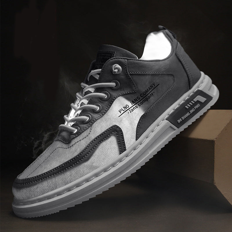 Men Sneakers Lace-up Letter Print Platform Canvas Shoes
