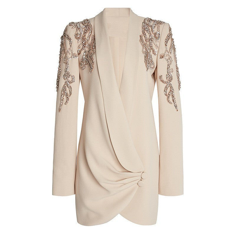 Heavy Industry Beads Diamond Green Fruit Collar Dress Suit Skirt