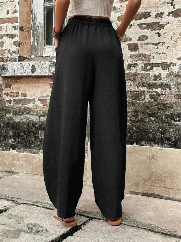 Women's Pants Solid Color Casual Elastic Pants With Pockets