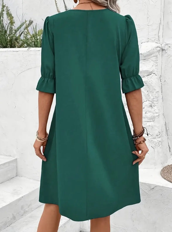 Elegant Color Short Sleeve Dress For Spring Summer Women's Clothing