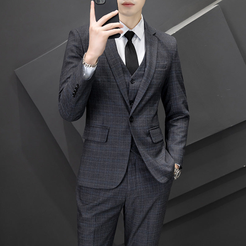 Men's Slim Fit Three-Piece Leisure Suit for Youth