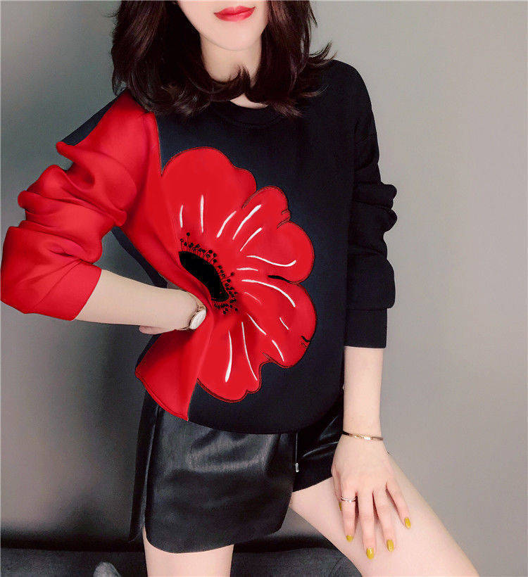 Long Sleeve Loose Lazy Round Neck Women's Top