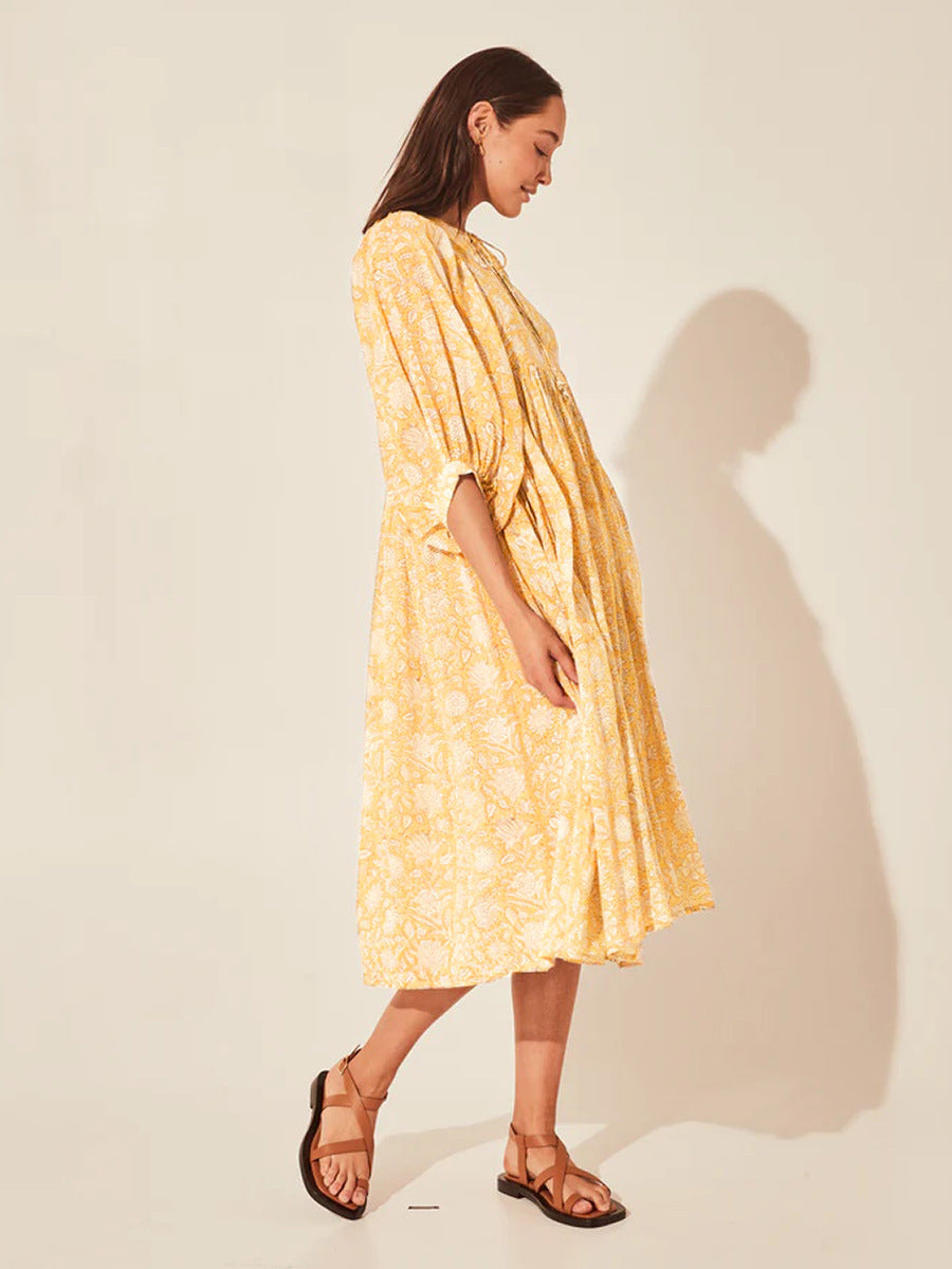 New Floral Fashion Women's Loose Plus Size Casual Half Sleeve Dress