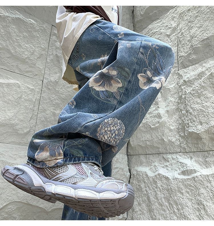 American Retro Worn Jeans Men's Summer Design Sense Niche Straight Fashion Brand Fried Street Ruoshuai
