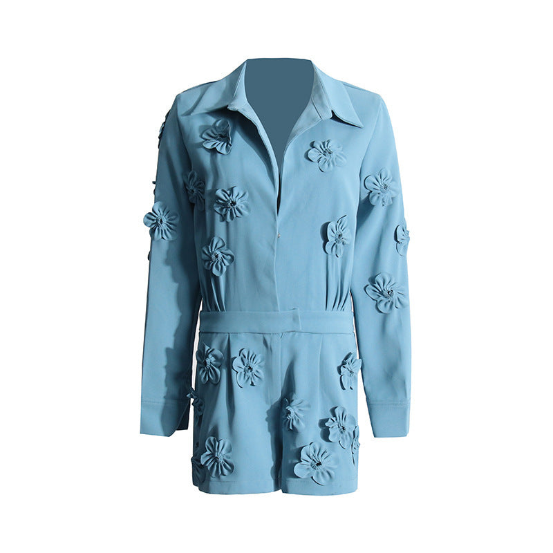 Fashionable Elegant Three-dimensional Flower Design Waist Slimming Jumpsuit