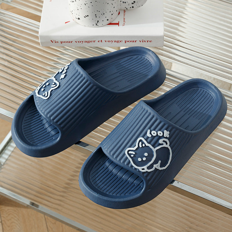 Cute Cat Home Slippers Bath Thick Platform Non-Slip Slides
