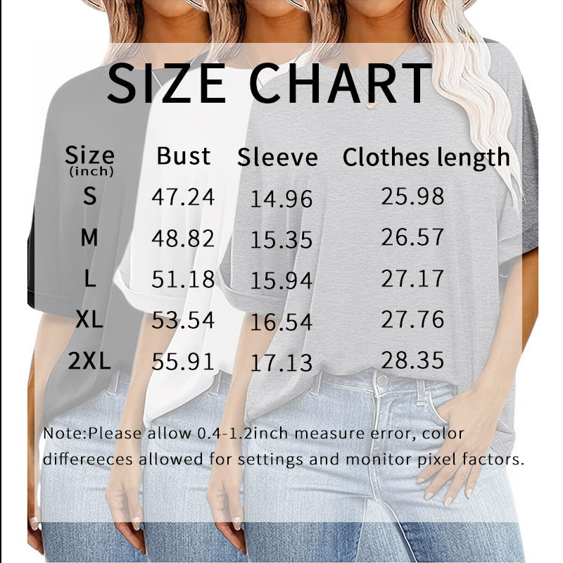 3 Pcs Women Oversized T-Shirt Short Sleeve Crew Neck Tee Tops Summer Casual Loose Tee T-Shirt