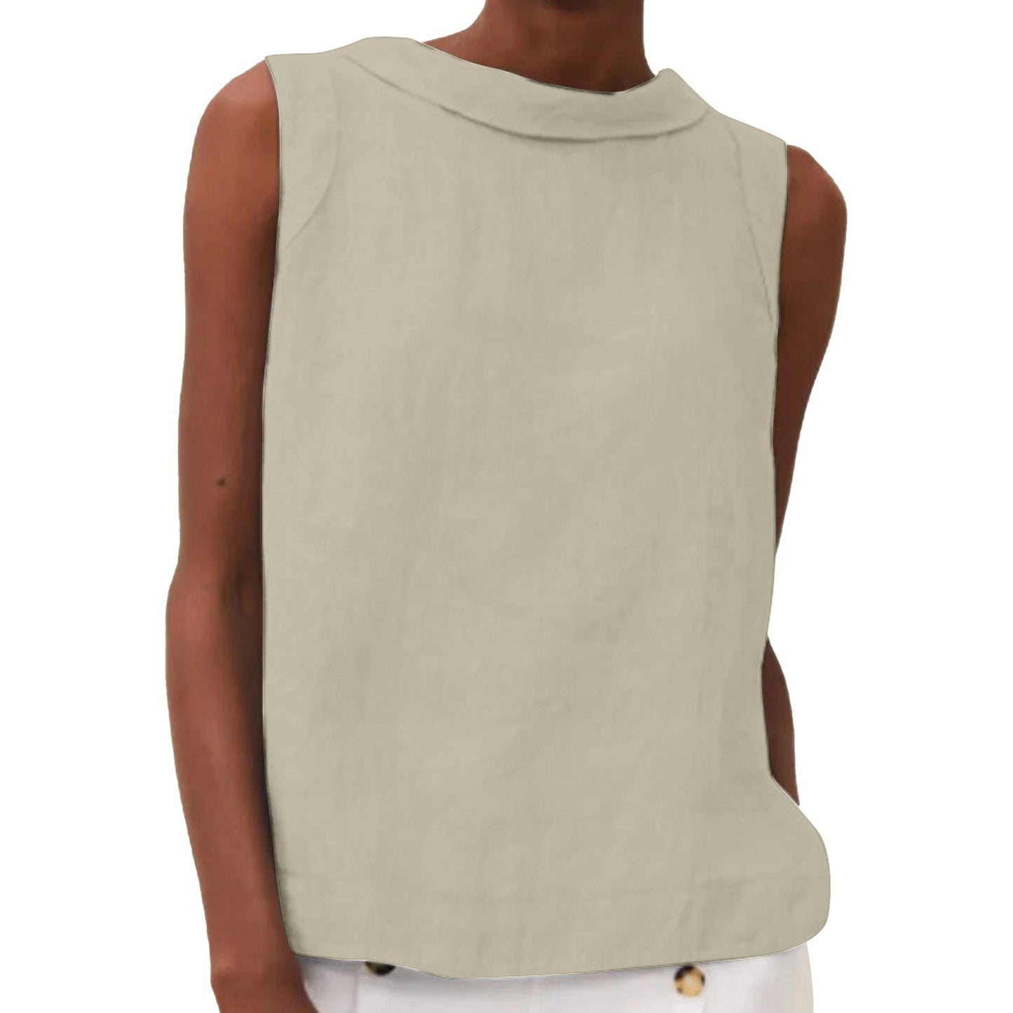 Solid Color Round Neck Short Pullover Casual Solid Color Sleeveless Top
