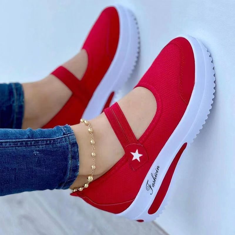 Flying Woven Solid Color Daily Low Top Wedge Round Toe Women's Shoes