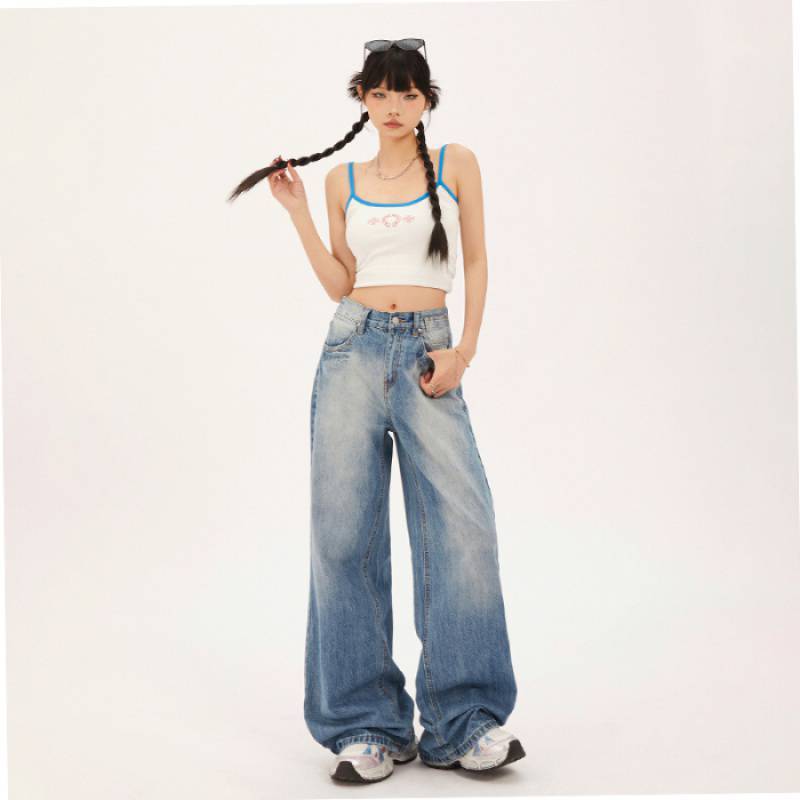 Jeans droits tendance et faciles à assortir pour femmes