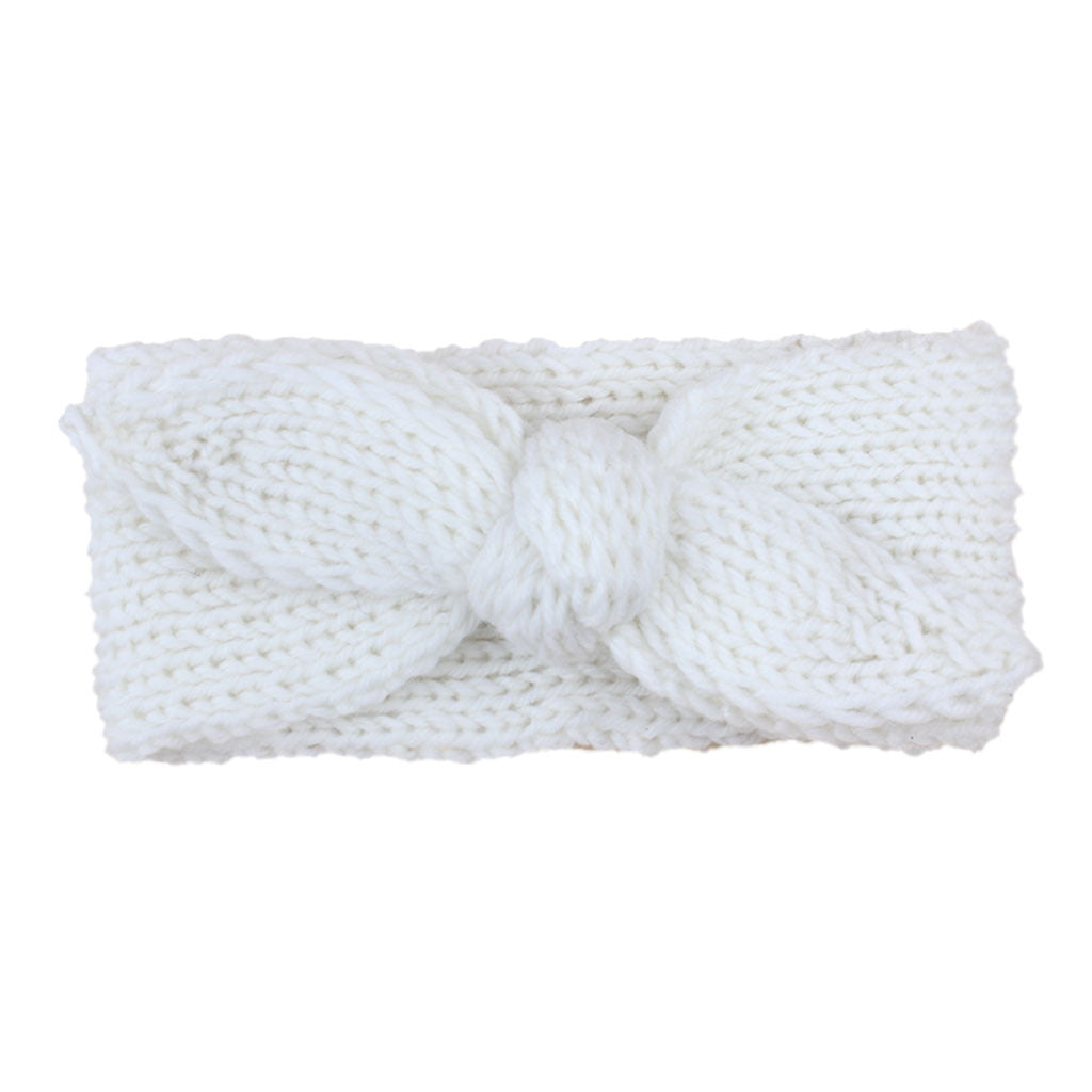 Baby Winter Solid Big Bow Fish Knit Wool Headband