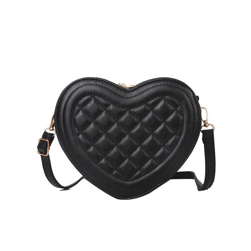 Women's Fashion Solid Color Rhombus Love-shaped Shoulder Crossbody Bag
