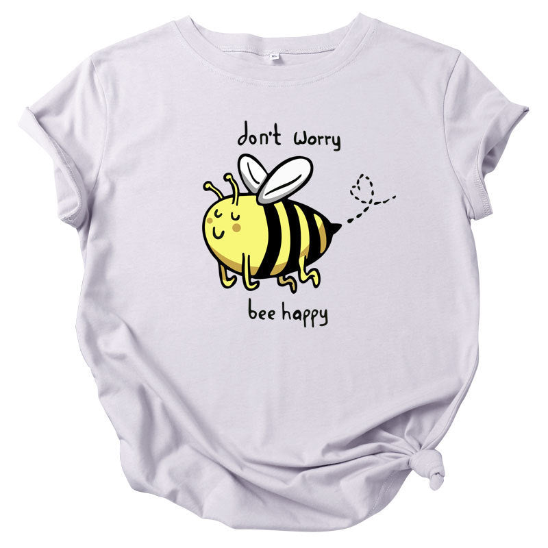 Cute Little Bee Cartoon Women's Clothing Large Size Printing