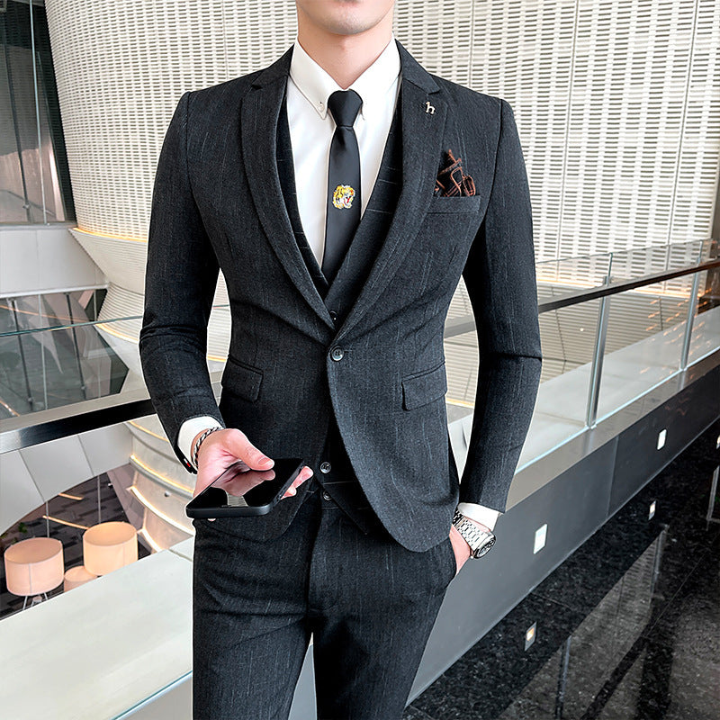 Slim Fit British Style Casual Suit, Male Business Formal Wear