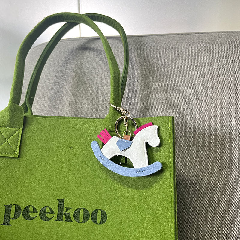Handmade Leather Green Horse Handbag Pendant