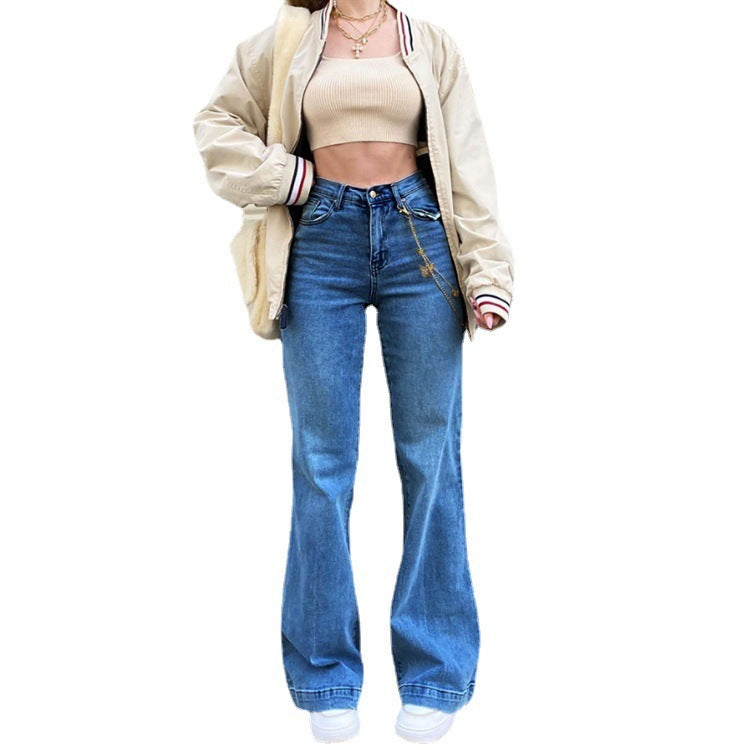 Denim Temperament Commuter Mini Slacks Dark Trousers