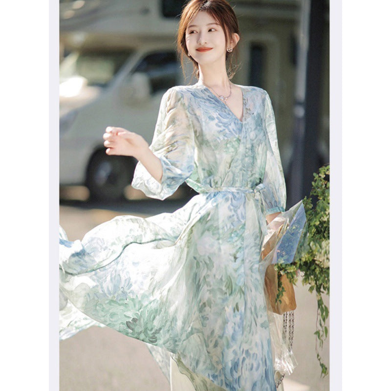 Fashion French Floral Dress Female