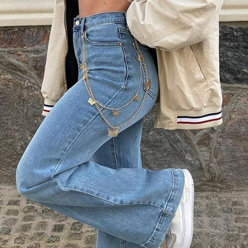 Denim Temperament Commuter Mini Slacks Dark Trousers