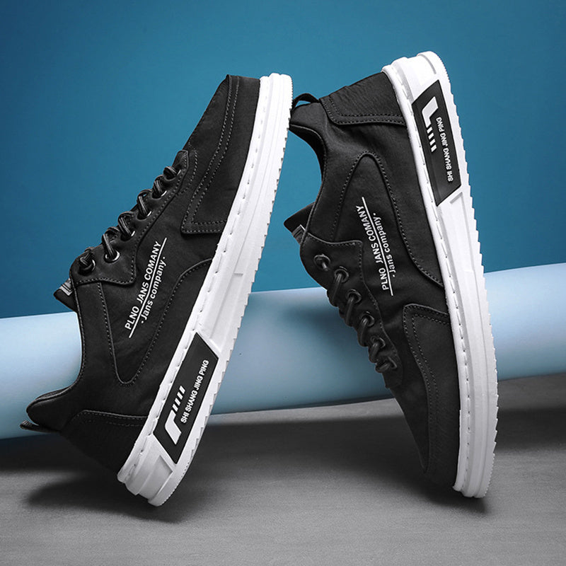 Men Sneakers Lace-up Letter Print Platform Canvas Shoes