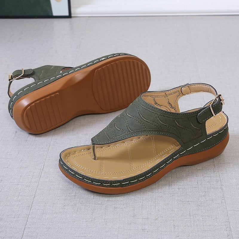 Casual Sandals Wedge Heel Solid Color Flip Flop