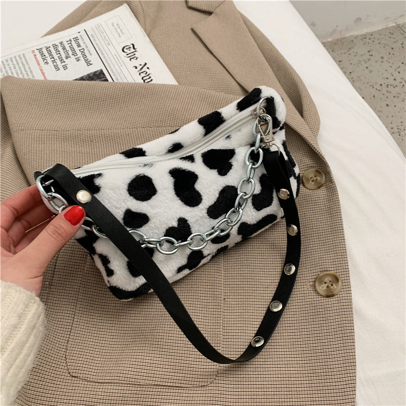 Leopard Pattern Plush Bag Personality Diagonal