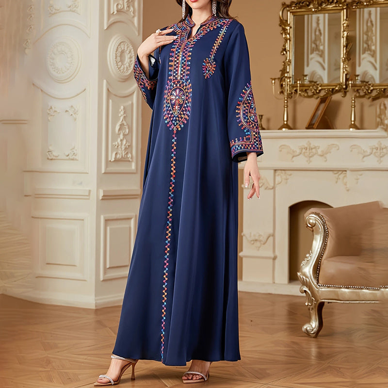 Elegant Arabian Gulf Women's Long Sleeve Floor-Length Dress - For Casual & Party Wear