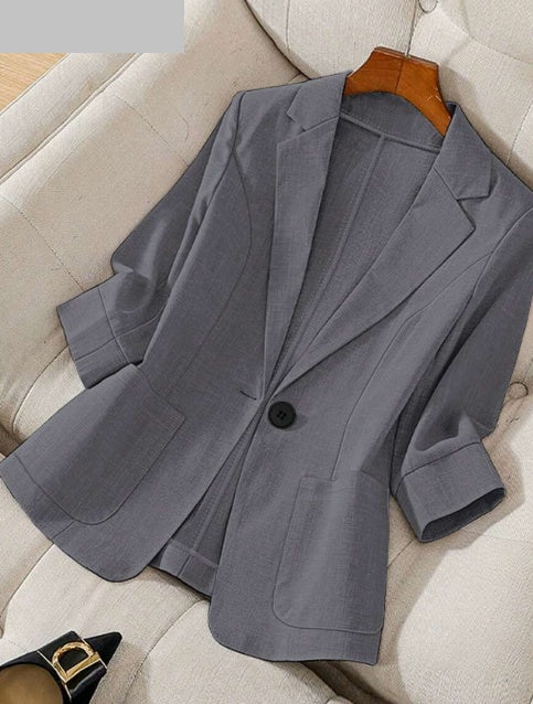 Women's Spring Autumn Stand Collar Long Sleeve Casual Solid Color Blazer