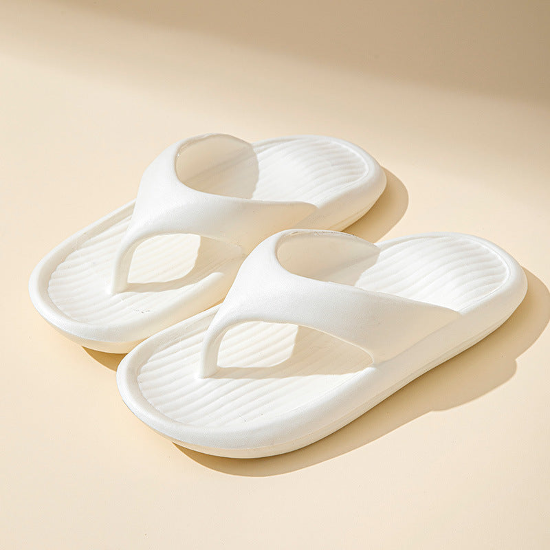 Solid Color Striped Texture Flip-Flops Slippers For Women Men