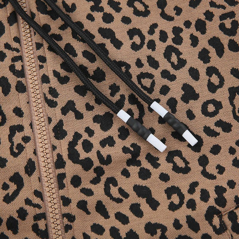 Leopard Print Slimming Sportswear Two-piece Suit