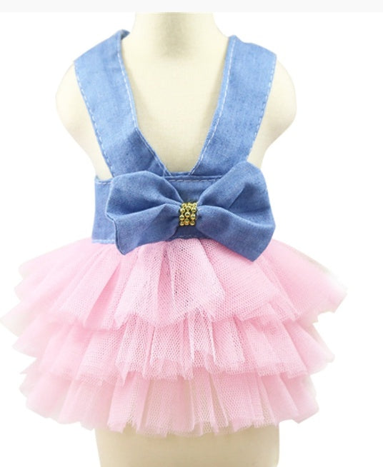 Spring And Summer New Dog Clothing Cat Clothing Pet Supplies Striped Suspender Mesh Skirt Dress Small Dog