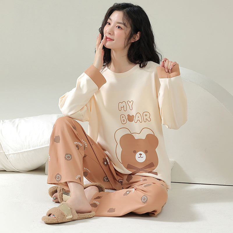Vêtements d'intérieur en coton à manches longues avec motif de dessin animé pour le printemps et l'automne