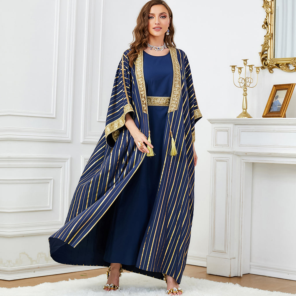 Robe longue deux-pièces bronzante, ensemble décontracté et assorti