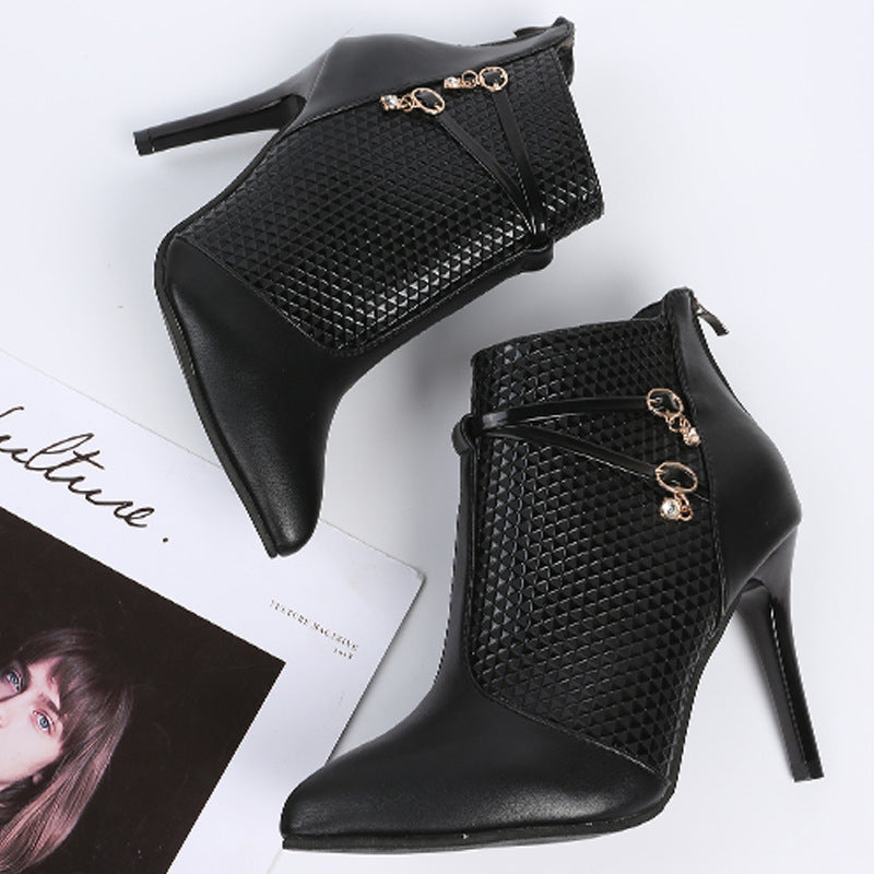 Women’s Pointed Toe Ankle Boots Thigh High Heels for Party
