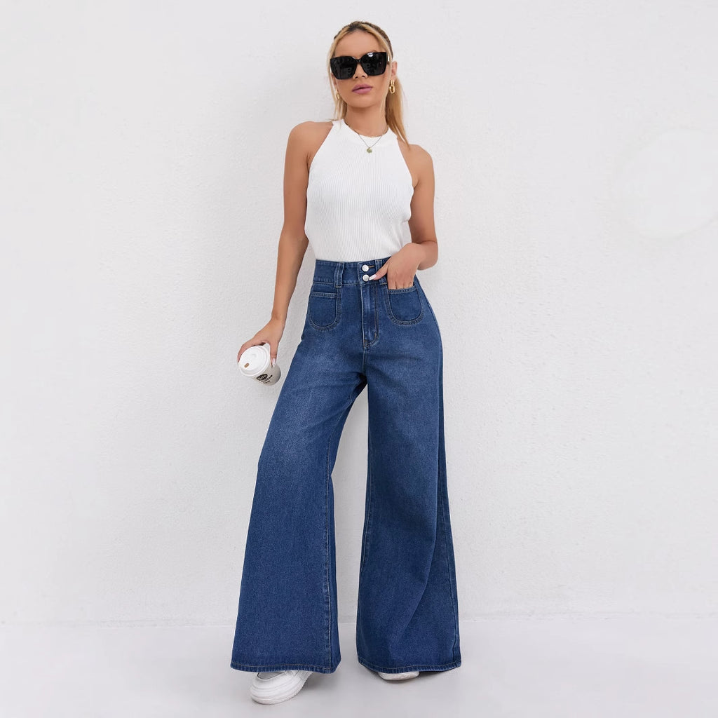 High-Waisted Flared Floor-Length Pants