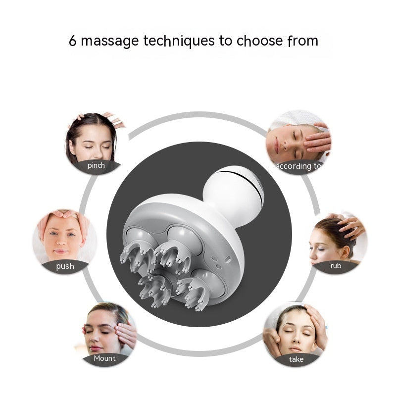 Masseur de tête électrique portable portable pour physiothérapie du cuir chevelu, griffes en silicone souple étanches