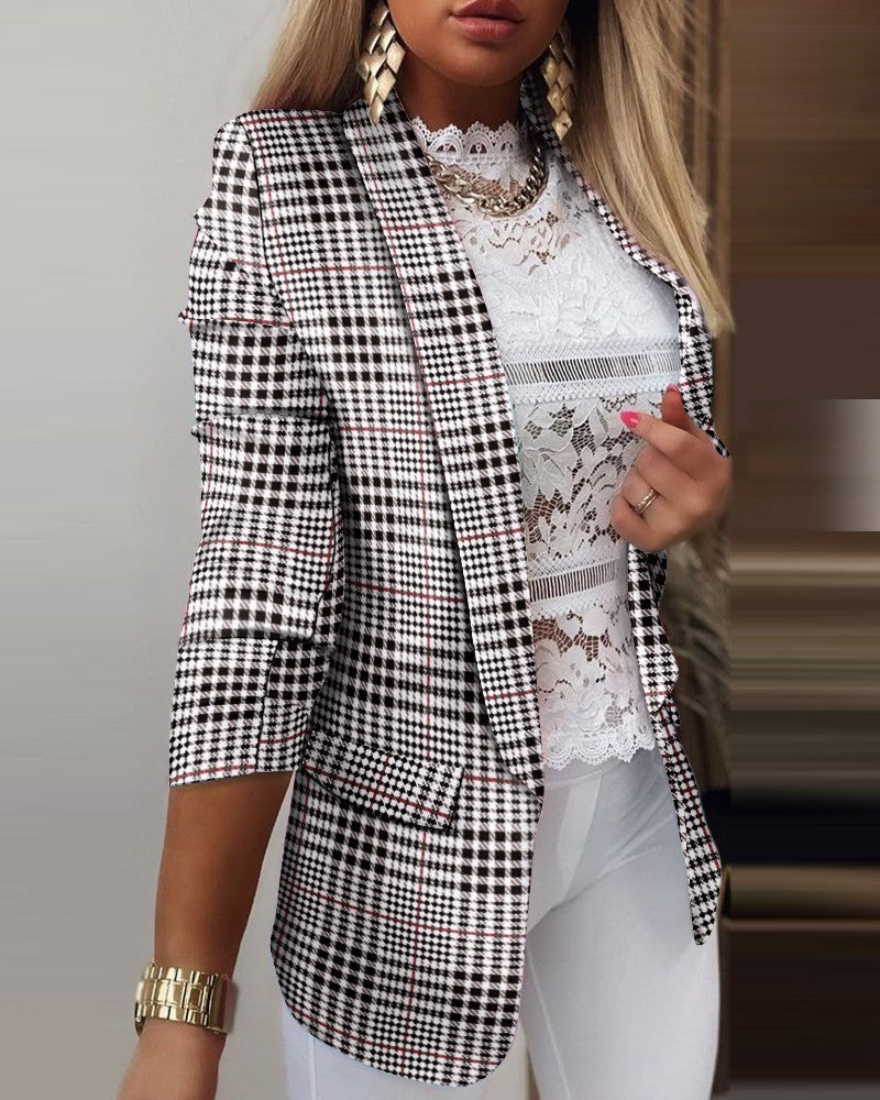 Fashion lapel slim cardigan temperament suit jacket women