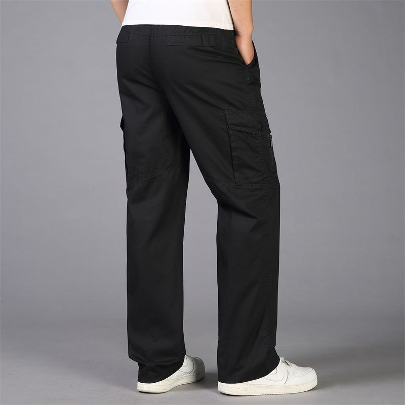 Thin Cotton Cargo Pants Loose Straight Leg Korean Style