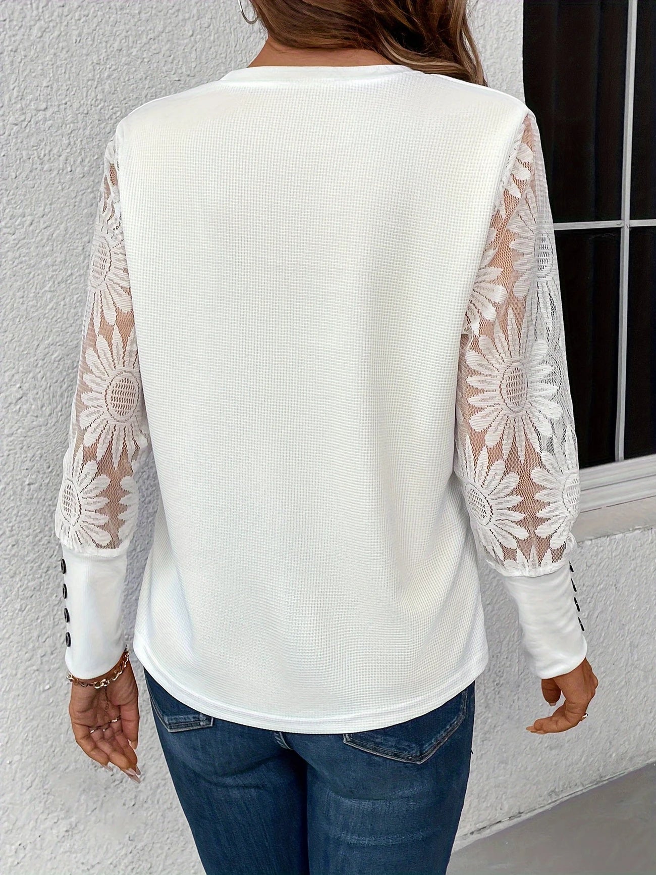 Floral Lace Splicing Elegant T-Shirt