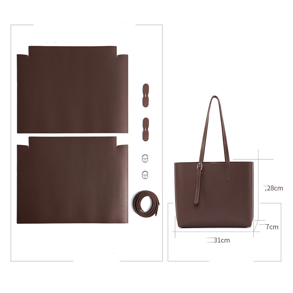 Cowhide Handmade Large Hard Handbag with Zipper Pocket for Women DIY Material Bag