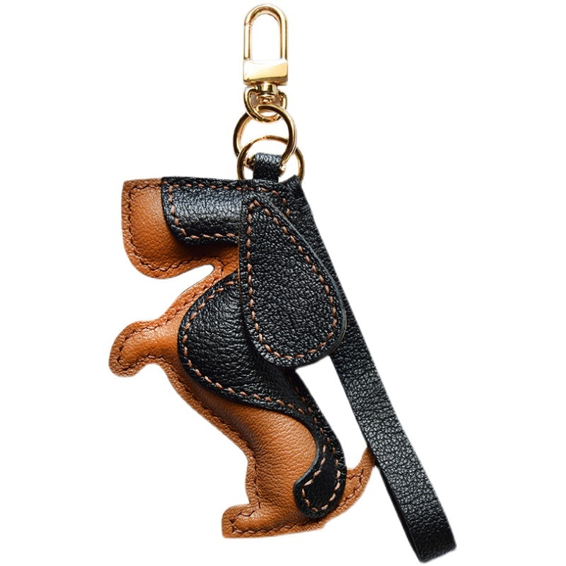 Handmade Genuine Leather Car Keycase Pendant 10cm Puppy