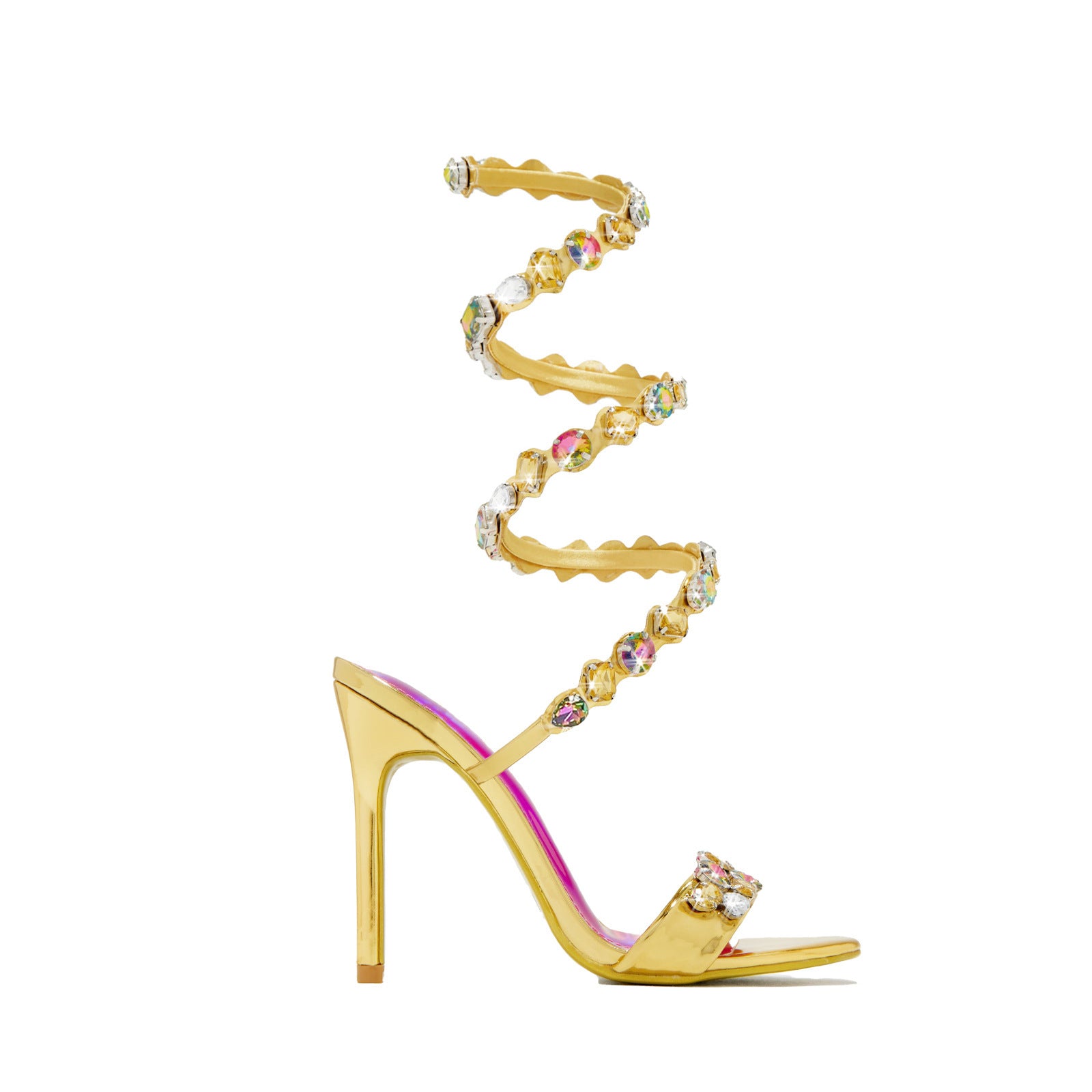 Sandales à talons aiguilles en satin noir et or avec strass, talon de 11 cm, bout carré, boucle d'été